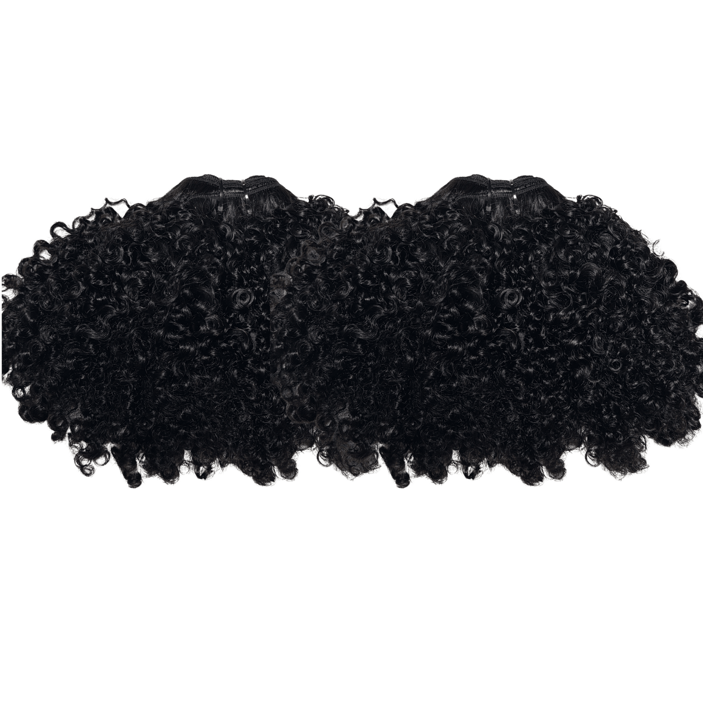 plush coily curly hair extensions on a white background