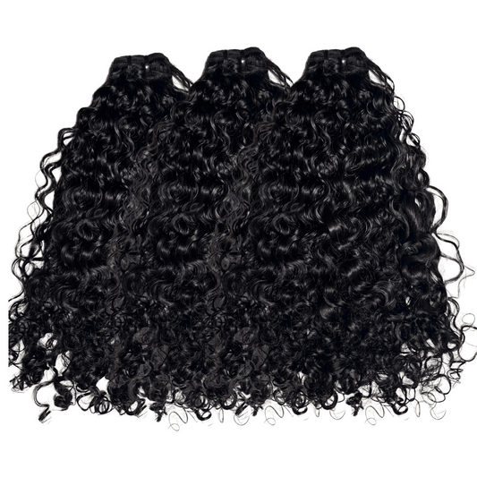 burmese curly hair extensions on a white background