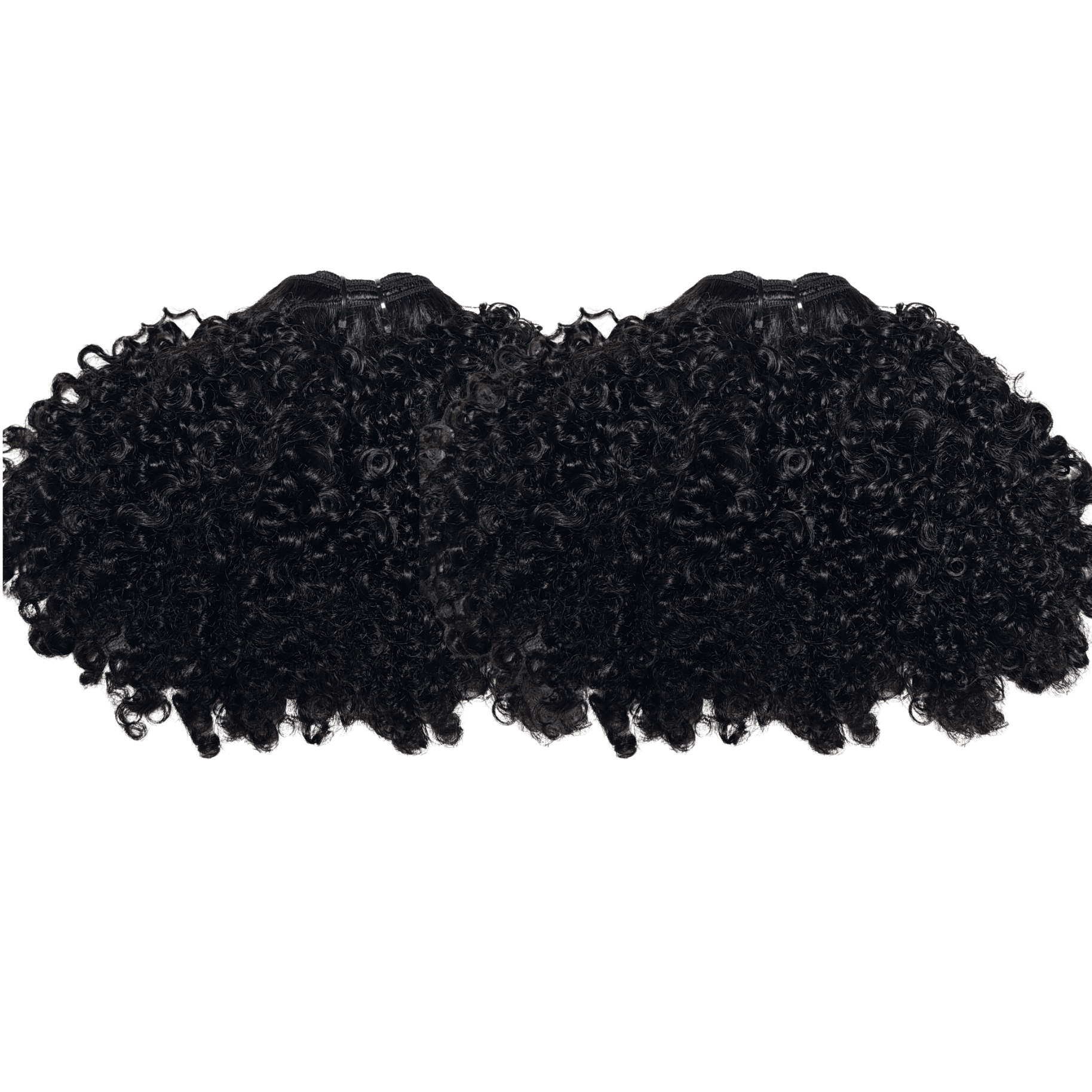 plush coily curly hair extensions on a white background